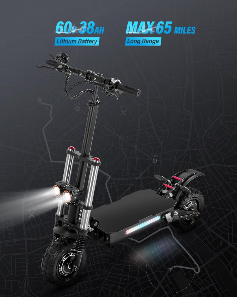 5600 W Fast Electric Scooter for Adults with Seat -,60V 35AH/38AH up to 56/65 Miles Range50mph Top Speed, Dual Motor, 11 Off Road Fat Tire, 440lb Load Capacity - Fast All-Terrain E-Scooter Adults. 5600 W Fast Electric Scooter for Adults with Seat -,60V 35AH/38AH up to 56/65 Miles Range50mph Top Speed, Dual Motor, 11 Off Road Fat Tire, 440lb Load Capacity - Fast All-Terrain E-Scooter Adults.