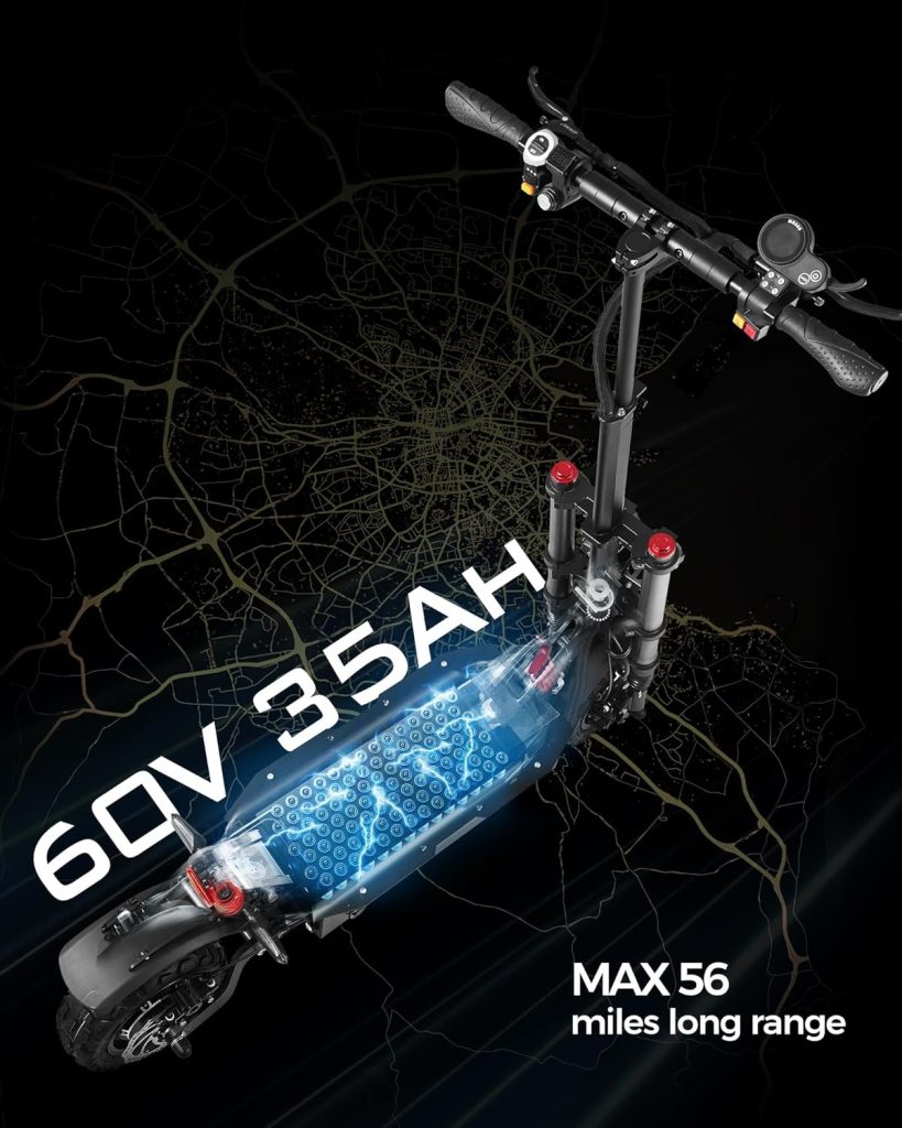 5600W Dual Motor Electric Scooter Adults with Seat, Fast off Road Electric Scooter, Max 56 Miles Range E Scooter, Foldable 11 fat tire all-terrain electric scooter Max 440 pound load