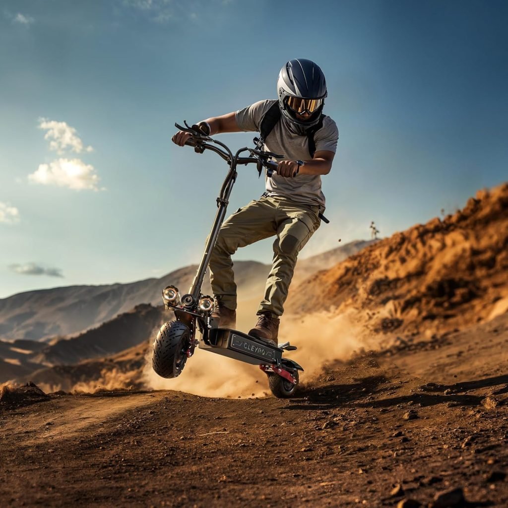 Adult Electric Scooter, 6000W Dual Motor 60V33AH Battery 50MPH 60 Miles Long Range 11-Inch City Road/Off Road Tires Full Suspension Hydraulic Disc Brakes Commuter E-Scooter