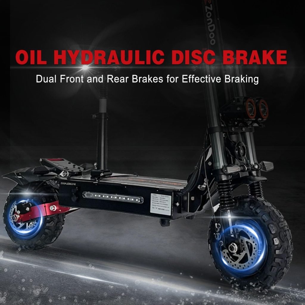 Electric Scooter Adults 50MPH to 60 MPH Speed ZonDoo 5600W 6000W Dual Motors 60 Miles Long Range Fat Tires Oil Hydraulic Brake Dual Suspension All Terrain E Scooter with Seat