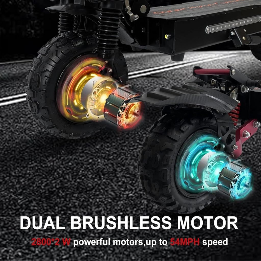 Electric Scooter Adults 50MPH to 60 MPH Speed ZonDoo 5600W 6000W Dual Motors 60 Miles Long Range Fat Tires Oil Hydraulic Brake Dual Suspension All Terrain E Scooter with Seat