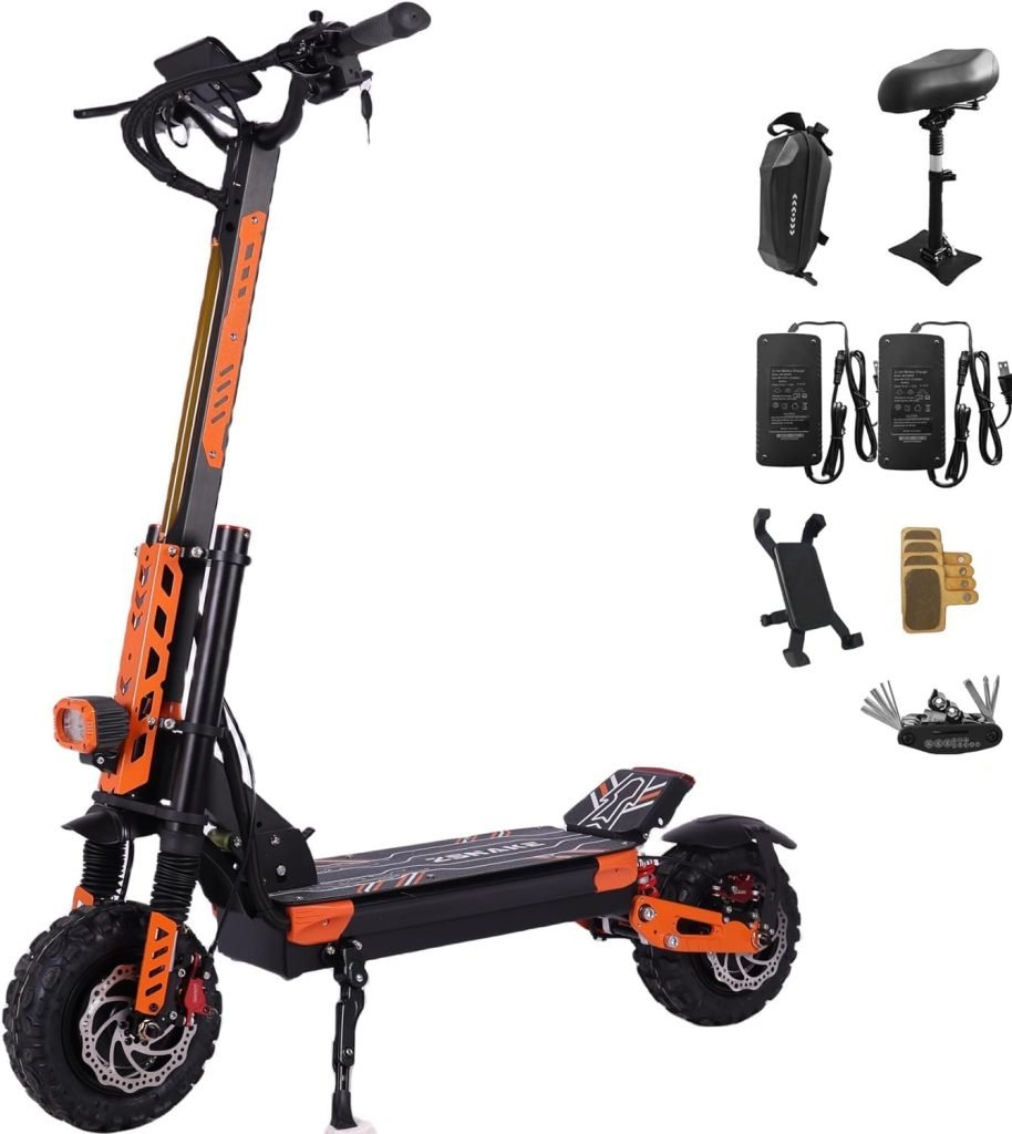Electric Scooter for Adults 5600W Dual Motor Up to 52MPH, 60V 30Ah Battery Range to 60+ Miles, Fast E-Scooter with 11 inch Tubeless Off-Road Tires and a Removable Seat Electric Scooter for Adults 5600W Dual Motor Up to 52MPH, 60V 30Ah Battery Range to 60+ Miles, Fast E-Scooter with 11 inch Tubeless Off-Road Tires and a Removable Seat