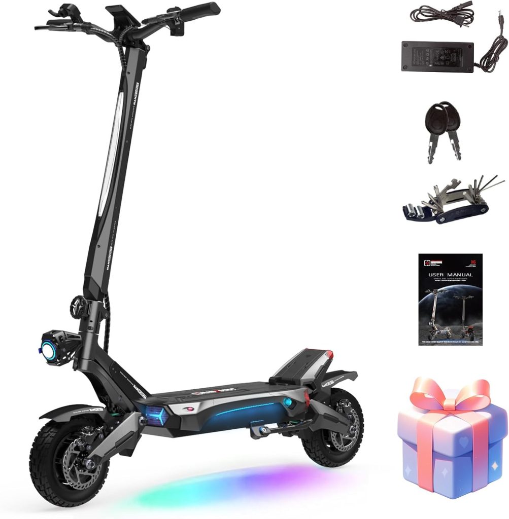 NANROBOT N6 Electric Scooter Adults 40mph Dual Motor Electric Scooter with Suspension 40Miles Range Fast Sports Escooter Folding 10 Off Road Tires 330LBS Max Load Complies with UL2272 Certification