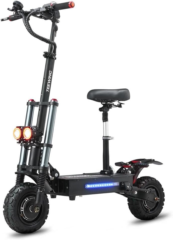 X5 55mph Electric Scooter for Adults, Electric Scooters with 6000W Dual Motor, Up to 75Miles Range, Adult Scooter with Dual Hydraulic Brakes, Folding Scooter with 11 Off-Road Tires
