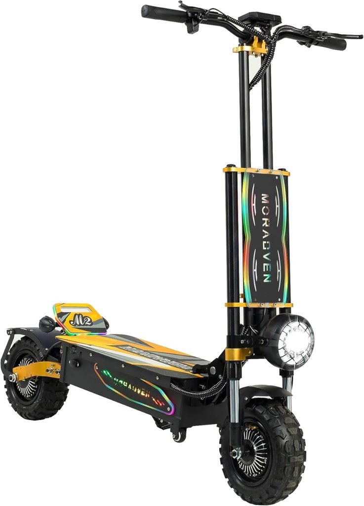 Adult Electric Scooter, 11-inch 6000W high Power Dual Drive Sports Scooter with seat, 7-inch LCD Display 60V40AH Range 80 Miles, Maximum Speed 55MPH, Off-Road Tires Electric Scooter.