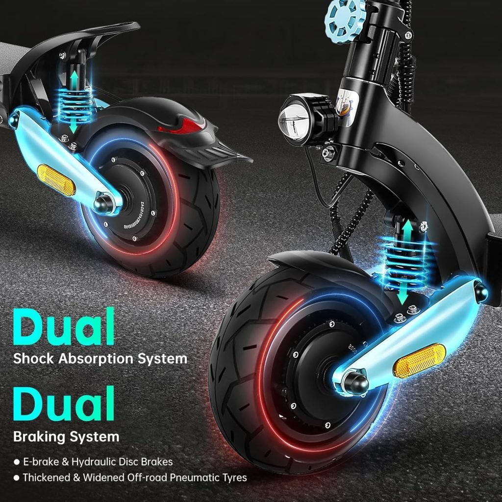 Caroma Electric Scooter Anti-Theft, 36 MPH  37 Miles Range, NFC Safety Lock, 2600W Fast Folding Electric Scooter for Aduls, 8.5 Pneumatic Tires, Wide Wheel E Scooter, Dual Suspension  Brake System