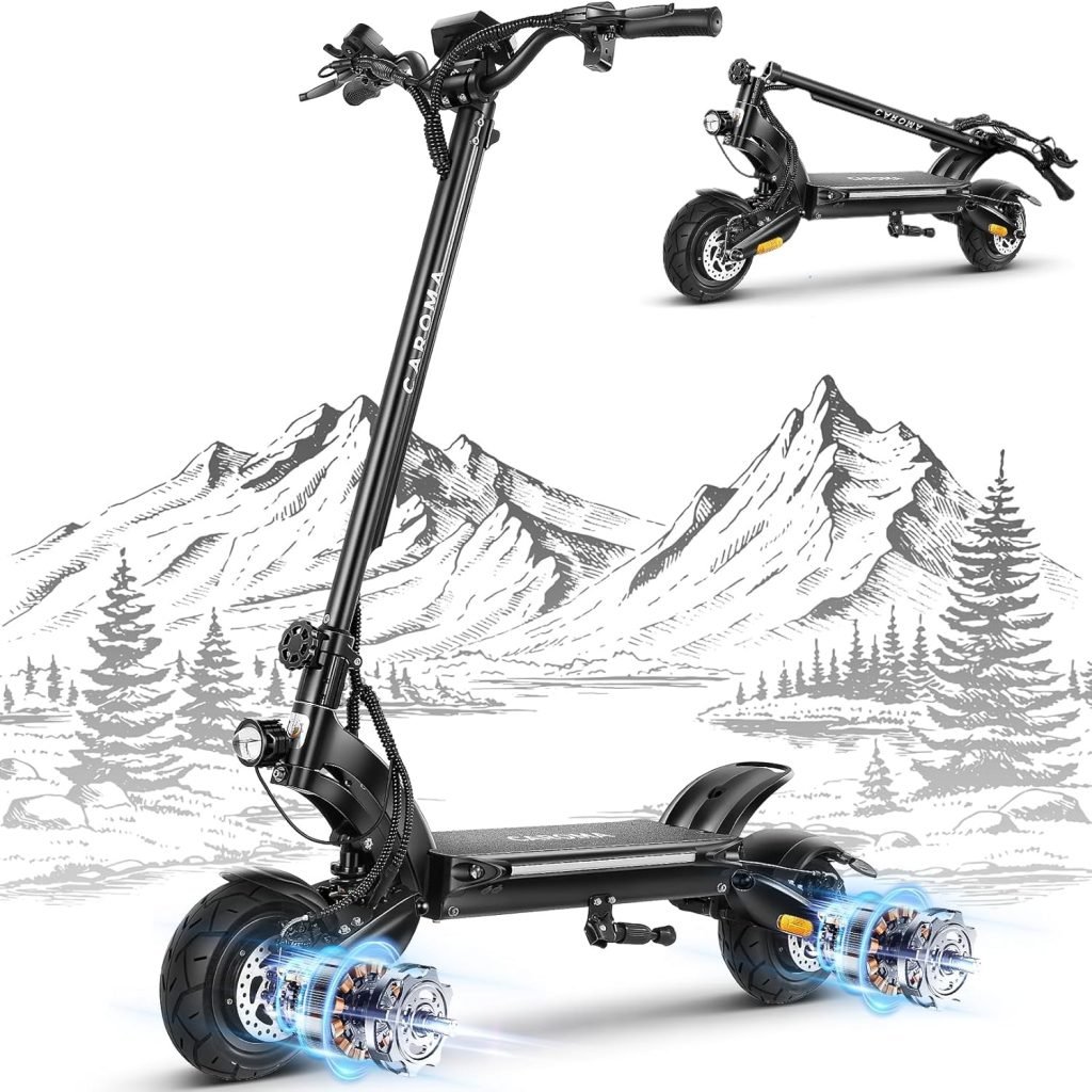 Caroma Electric Scooter Anti-Theft, 36 MPH  37 Miles Range, NFC Safety Lock, 2600W Fast Folding Electric Scooter for Aduls, 8.5 Pneumatic Tires, Wide Wheel E Scooter, Dual Suspension  Brake System