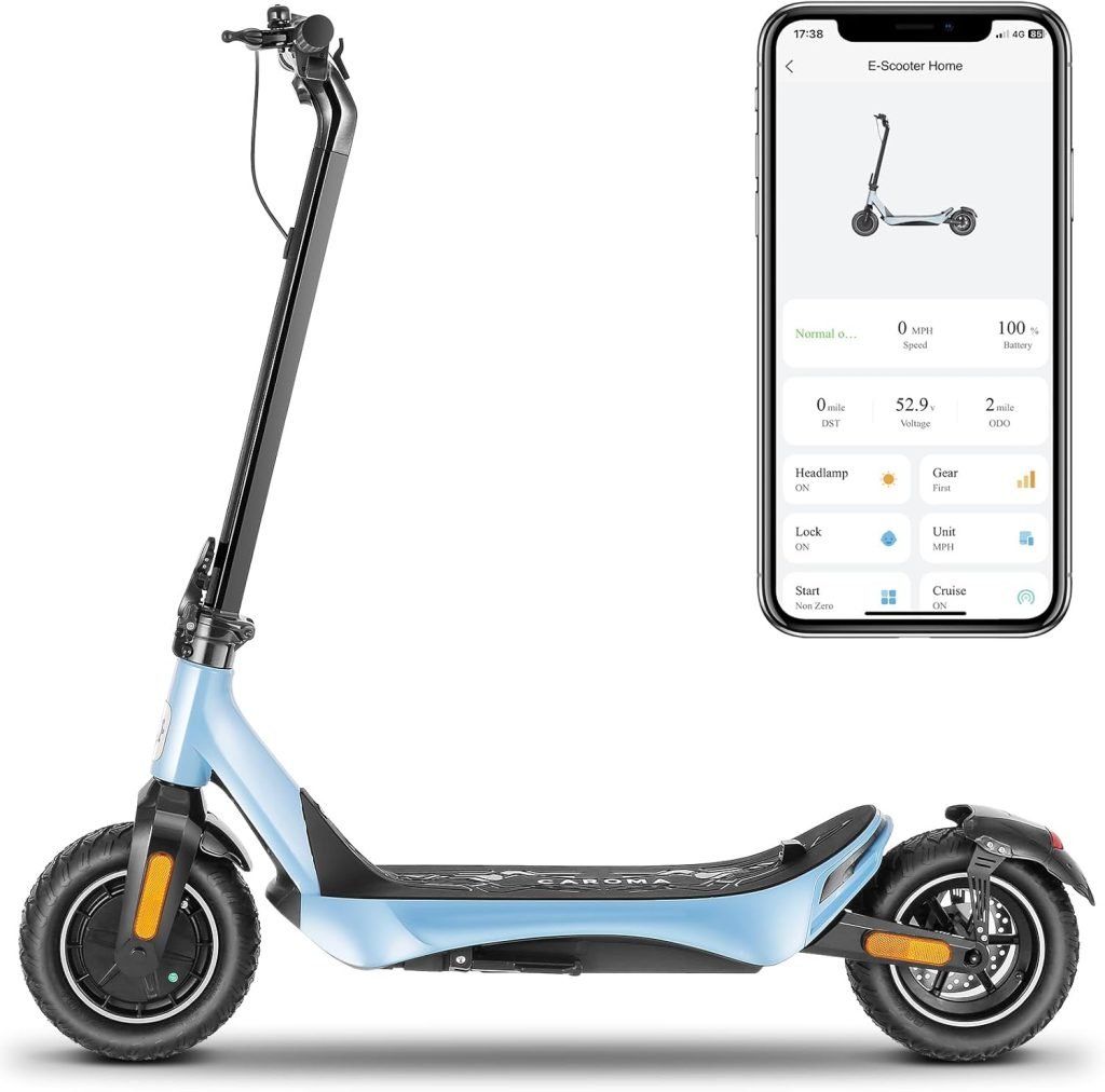 Caroma Electric Scooter Anti-Theft, 36 MPH  37 Miles Range, NFC Safety Lock, 2600W Fast Folding Electric Scooter for Aduls, 8.5 Pneumatic Tires, Wide Wheel E Scooter, Dual Suspension  Brake System
