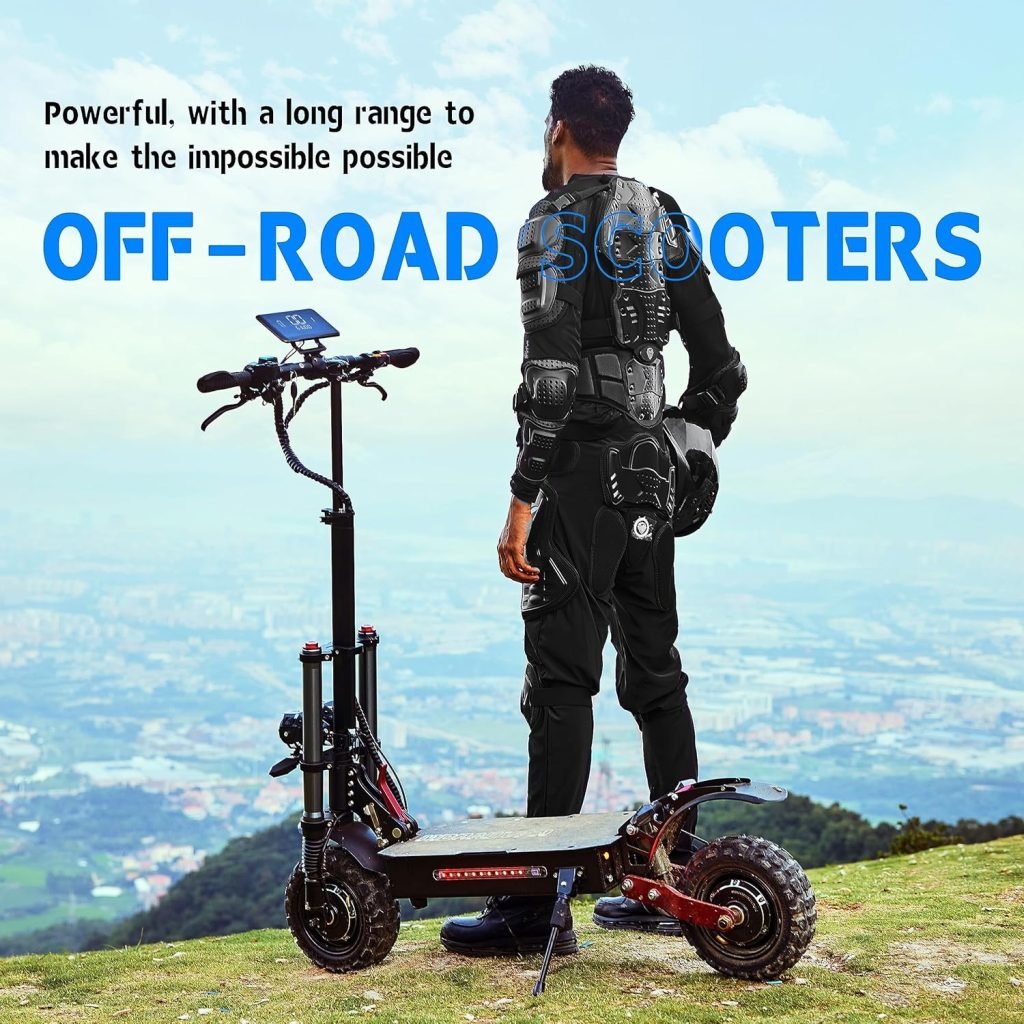 Electric Scooter Adult, 11-inch 6000W High Power Dual Drive Sport Scooter with Seat, 60V38AH Range 70 MilesMAX Speed 55MPH,Off-Road Tires Electric Scooter