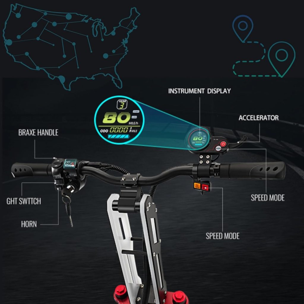 Electric Scooter Adult K8 6000w Dual Motor, Max Speed 50MPH Range 70 Miles, 12 Inch Street Tires Commuter Dual Suspension E-Scooter with Seat and RGB Light Electric Scooter Adult K8 6000w Dual Motor, Max Speed 50MPH Range 70 Miles, 12 Inch Street Tires Commuter Dual Suspension E-Scooter with Seat and RGB Light