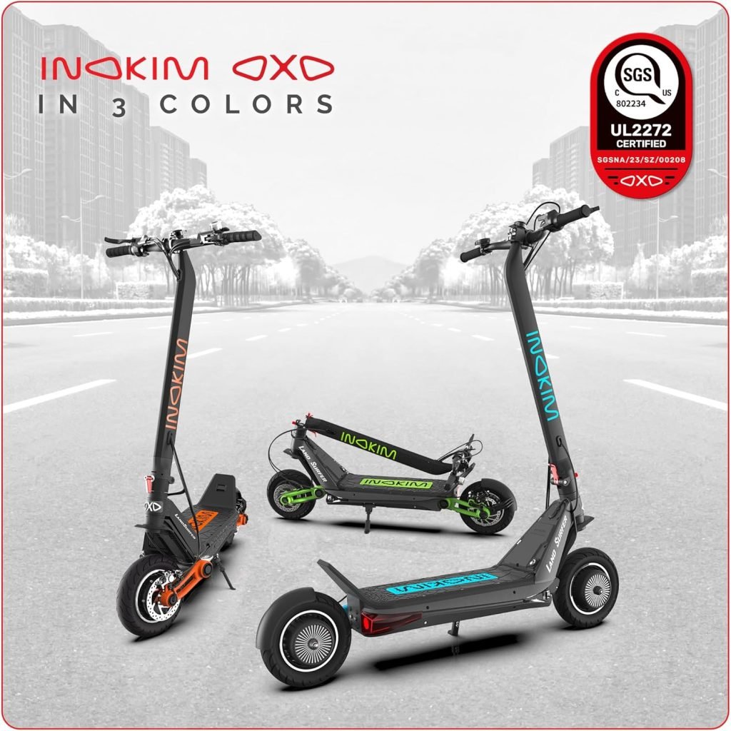 INOKIM OXO Super Electric Scooter for Adults 40 MPH, 2x1000W (2600W Max) Motor, 68 Miles Range, 10 6 Light System Air Filled Tires, Front  Rear LED Light, Foldable, Adjustable Suspension