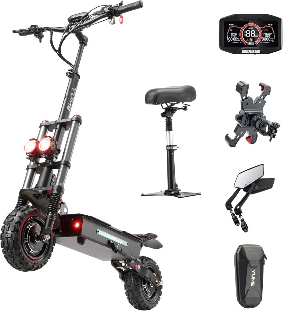 M YUME SCOOTER Y11PRO Electric Scooter HIgh Power Dual Motors 6000W up to 50 MPH 60 Miles 11Inch Off Road Tubeless Tire Foldable Sports Scooter with Detached Seat, UL-2272 Certified M YUME SCOOTER Y11PRO Electric Scooter HIgh Power Dual Motors 6000W up to 50 MPH 60 Miles 11Inch Off Road Tubeless Tire Foldable Sports Scooter with Detached Seat, UL-2272 Certified