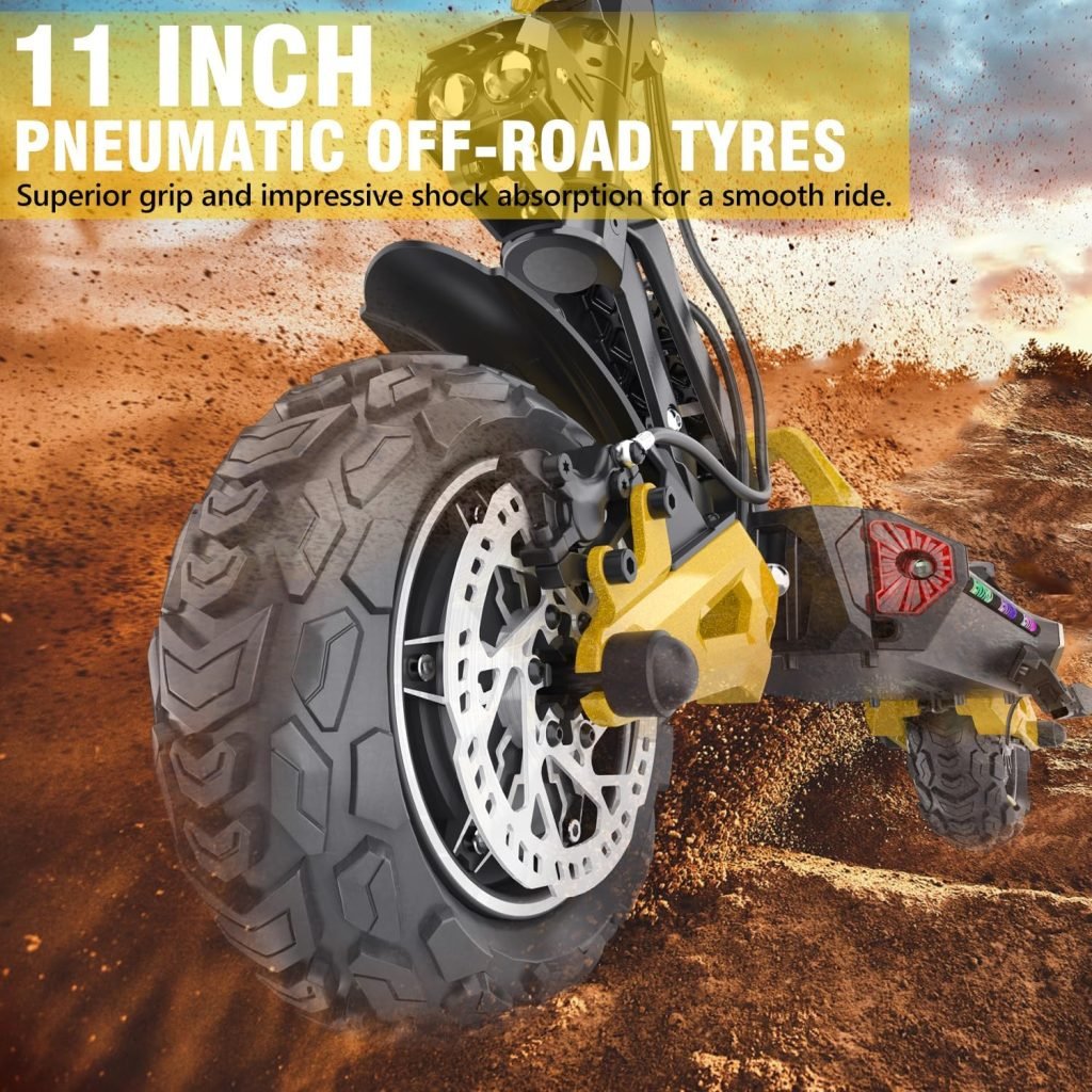 2400W Motor Scooter for Adults, Up to 34 MPH  43 Miles Range, Dual Disk Brake System, 11 Off Road Tires Adults Electric Scooter 48V/23Ah,Multi-Braking System E-Scooter