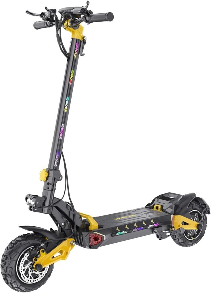 2400W Motor Scooter for Adults, Up to 34 MPH  43 Miles Range, Dual Disk Brake System, 11 Off Road Tires Adults Electric Scooter 48V/23Ah,Multi-Braking System E-Scooter