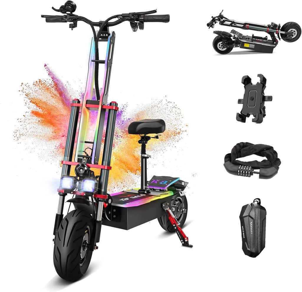 Adult Electric Scooter Series Dual Drive 5600W~6000W Motor, Max Speed 50mph, Max Range 50~68 Miles, All Terrain Off-Road Tires, Electric Scooter with Detachable Seat Adult Electric Scooter Series Dual Drive 5600W~6000W Motor, Max Speed 50mph, Max Range 50~68 Miles, All Terrain Off-Road Tires, Electric Scooter with Detachable Seat