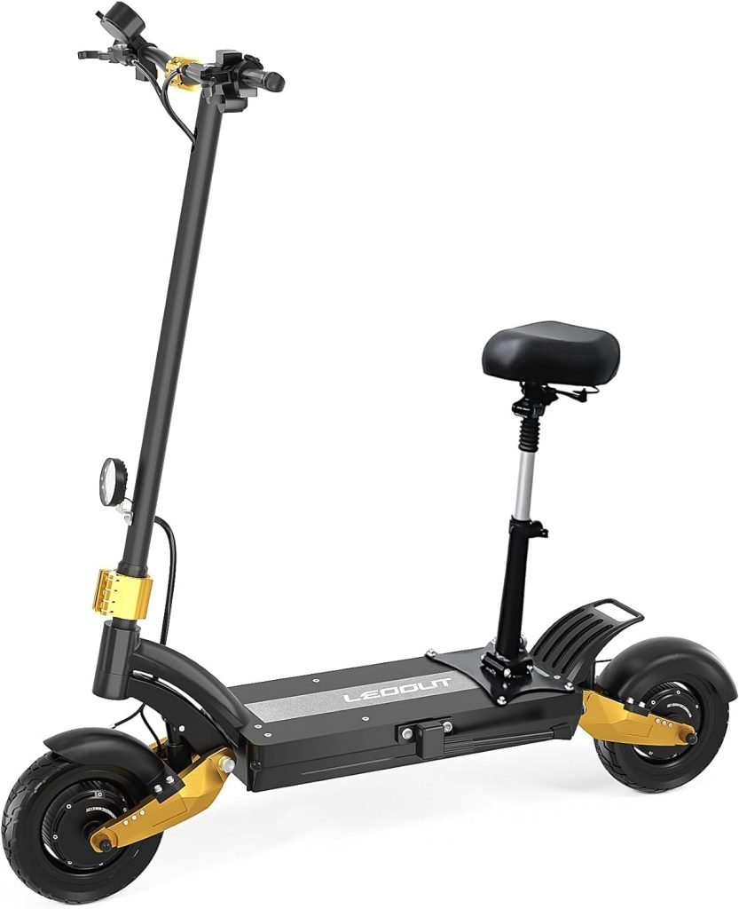 Electric Scooter 2800w Motor, with Seat 45-50 Miles Long Range  40 MPH Speed, Upgraded 52V 25AH Battery, 10 Heavy Duty Off-Road Tire, Electric Scooter for Adults
