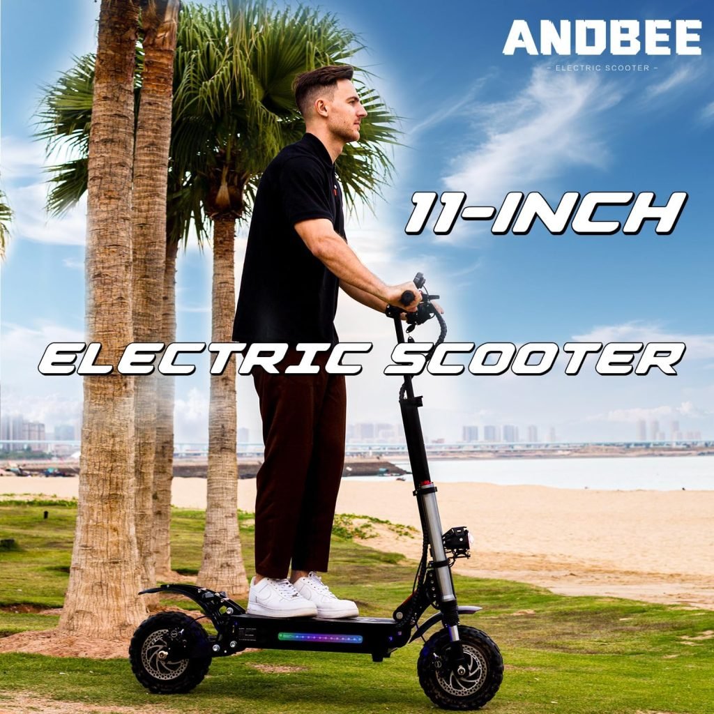Electric Scooter 6000W High Power Dual Drive Motor, Top Speed 55 MPH, 60V38AH Long Range Battery Up to 65 Miles 11 Off-Road Tires Adult Electric Scooter with Detachable Seat