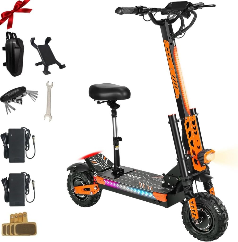 Electric Scooter for Adults 2800W/5600W Power Dual Motors Top Speed 32/52 MPH 60V 15/30Ah Battery 35/60 Miles Range Off-Road Sport E-Scooter with Seat Electric Scooter for Adults 2800W/5600W Power Dual Motors Top Speed 32/52 MPH 60V 15/30Ah Battery 35/60 Miles Range Off-Road Sport E-Scooter with Seat