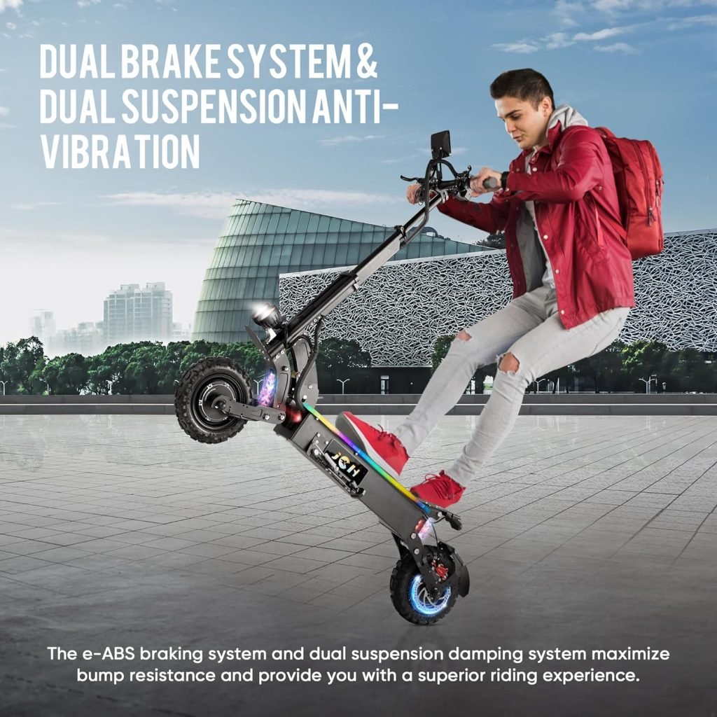 JGH 6000W 40Ah Dual Motor Electric Scooter for Adults with Seat, 65-75 Mile Range, 55MPH Top Speed, Foldable, LED Display, Non-Slip Deck, Adjustable Handlebar Height JGH 6000W 40Ah Dual Motor Electric Scooter for Adults with Seat, 65-75 Mile Range, 55MPH Top Speed, Foldable, LED Display, Non-Slip Deck, Adjustable Handlebar Height