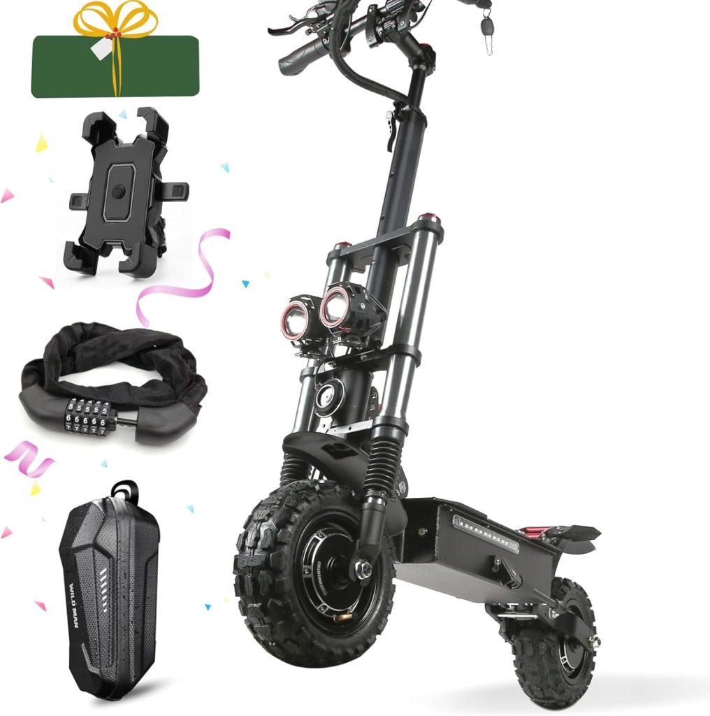 5600W Electric Scooter Adult Dual Motor, Top Speed 50 mph Electric Scooter, Range 56 Miles, 11 Inch Off-Road Escooter Tires, Dual Shock Absorber Sports E-Scooter with Seat Capacity 550 Lbs