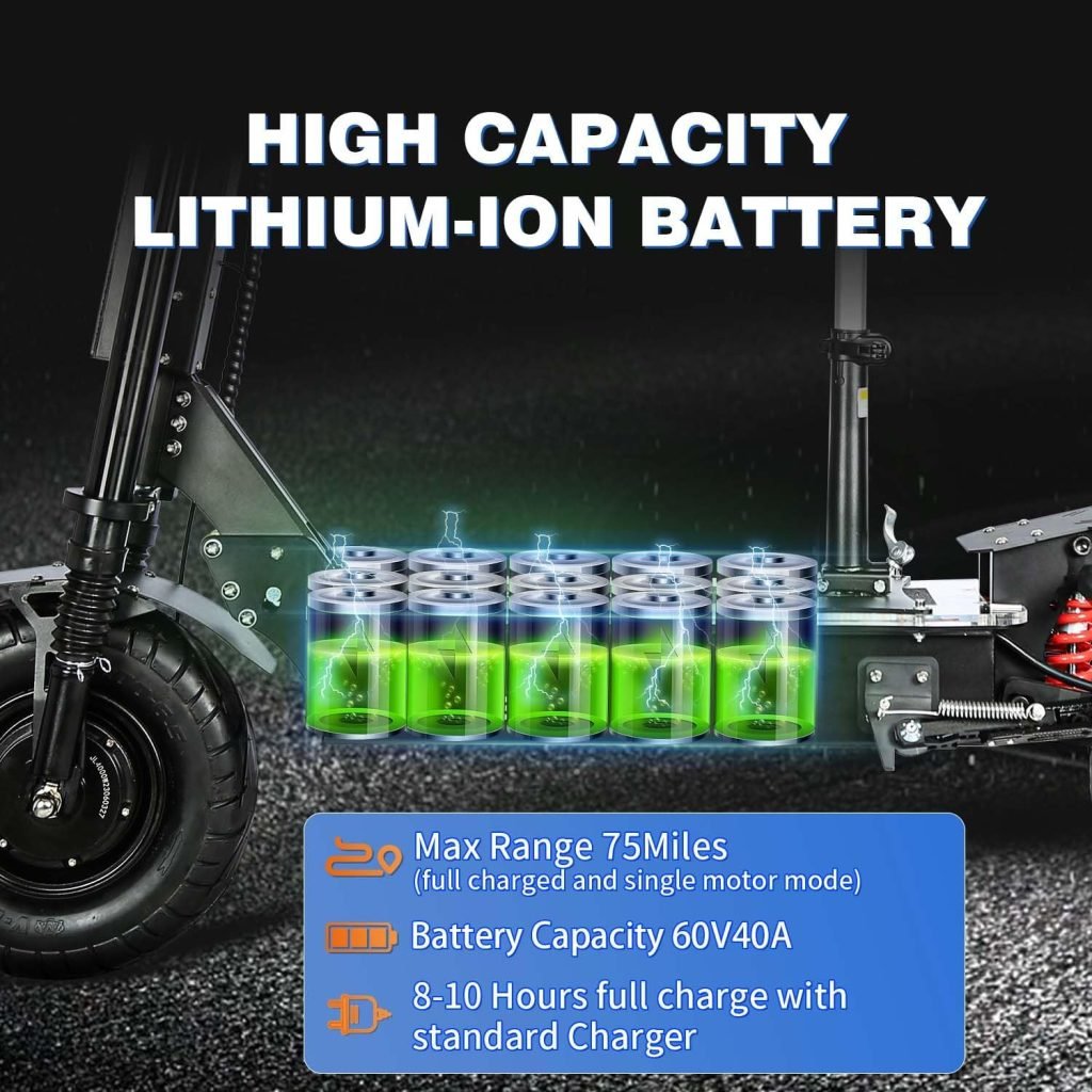 Electric Scooter Adult, Dual Drive 60V 8000W Motor Up to 65 MPH and 70 Miles Range，13 All Terrain Fat Tires Electric Scooter for Adults with Detachable Seat.