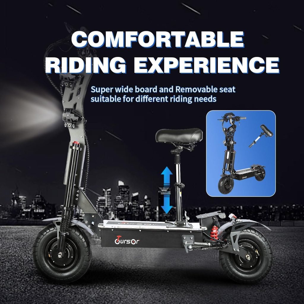 Electric Scooter Adult, Dual Drive 60V 8000W Motor Up to 65 MPH and 70 Miles Range，13 All Terrain Fat Tires Electric Scooter for Adults with Detachable Seat.