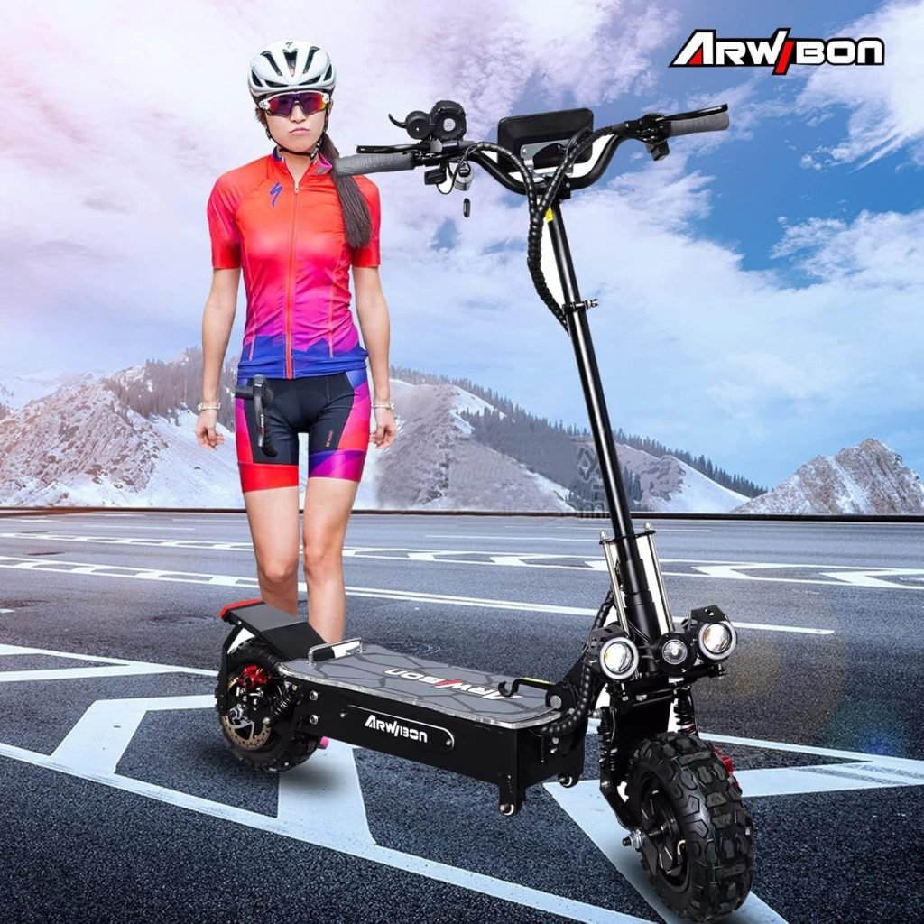 Electric Scooter for Adults 5600W Motor, Up to 40 MPH  40 Miles, 60V/27AH, 11 Heavy Duty Vacuum Off-Road Tire, Dual Oil Braking, Electric Scooter Without Seat