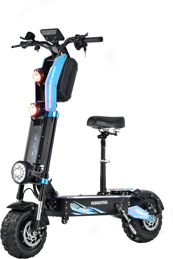 Electric Scooter high Power Dual Drive 4000W Motor, top Speed 60 mph, 60V45AH Range 90 Miles 13-inch Large Screen Removable seat Off-Road Tires Adult Electric Scooter