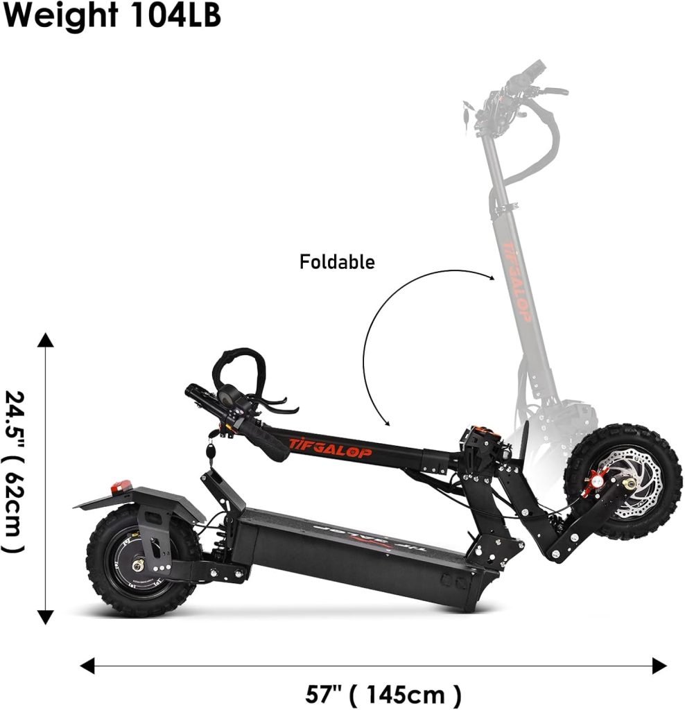Adult Electric Scooter 5600W Dual Motor, Speed ​​Max 50MPH, 60 Mile Range, 11 Inch Off-Road Tires, Commuter C-Type Suspension Electric Scooter Foldable Seat