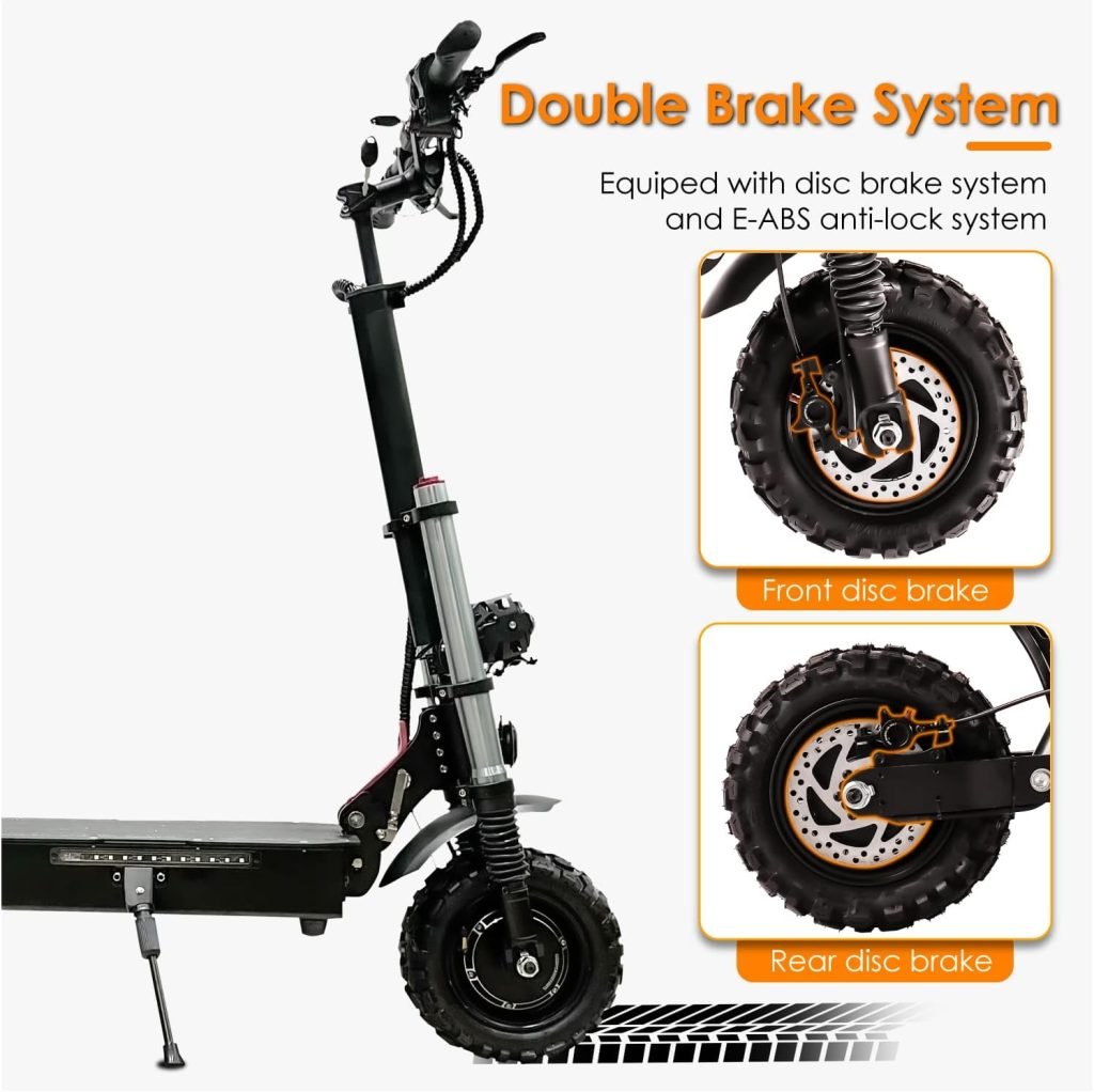 Electric Scooter for Adults, 5600W Dual Motor, 60V 28Ah/38.5Ah Battery, Max 50 MPH, 48-50 Miles Range, Dual Oil Disc Brakes, 11 Tires Folding Commuting Escooter