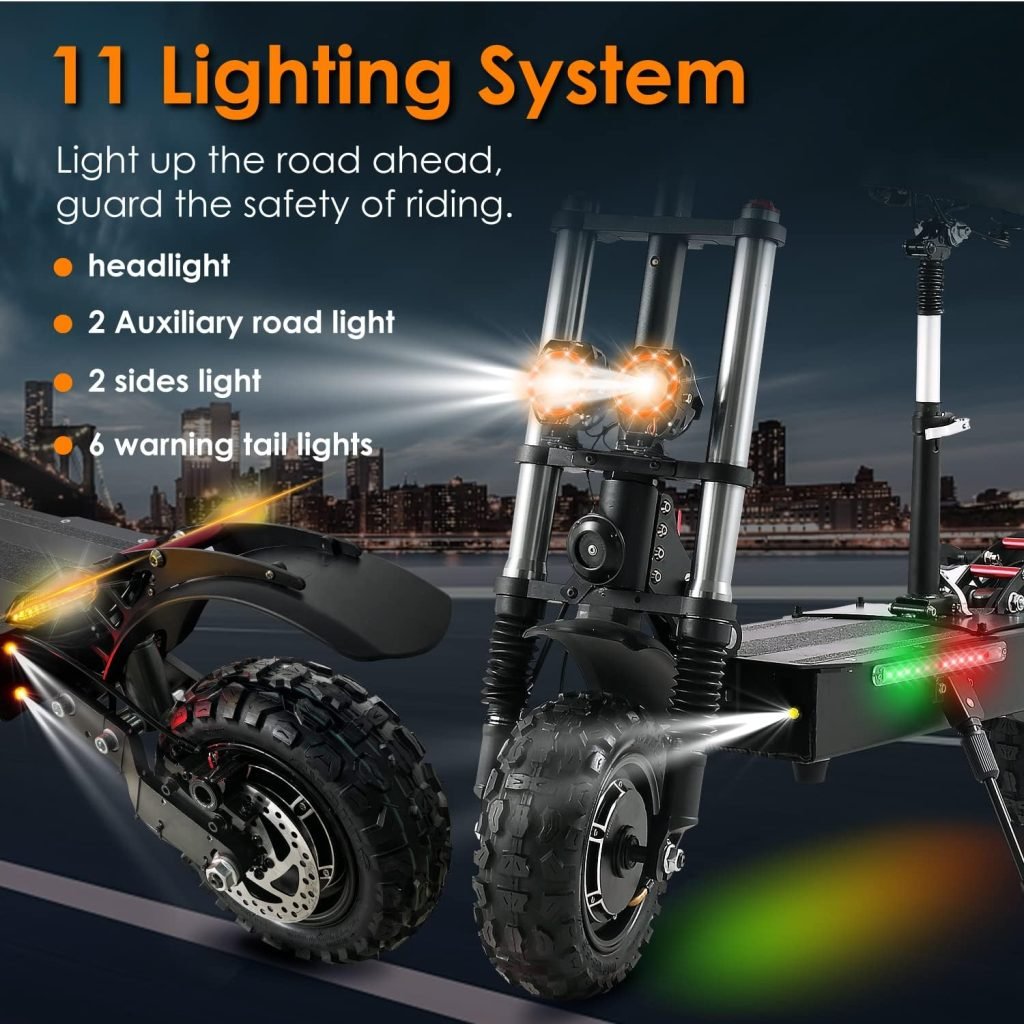 Electric Scooter for Adults, 5600W Dual Motor, 60V 28Ah/38.5Ah Battery, Max 50 MPH, 48-50 Miles Range, Dual Oil Disc Brakes, 11 Tires Folding Commuting Escooter