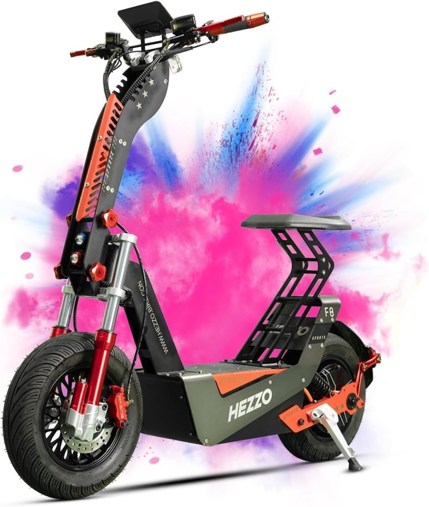 F8 Foldable Electric Scooter with Seat, 72V 8000W Motor Escooter, 50Ah 65Miles Long Range E Scooters Dual Brake System NFC Skateboard for Adults