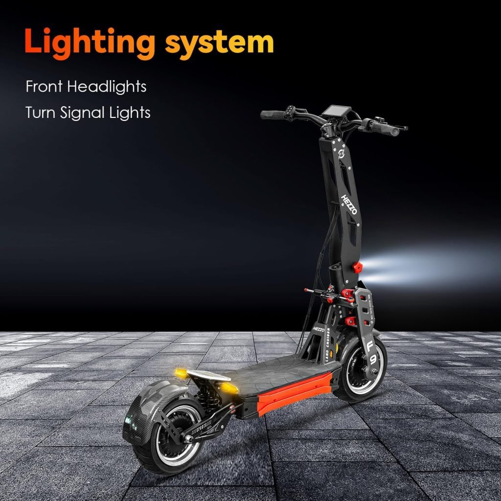 HEZZO F9 Electric Scooter for Adults, 12 Fat Tire Off Road, Max 50mile Range, 56mph Power by 8000W 4000W Dual Motors, Folding Commuting E Scooter, 60V 40Ah Powerful Battery