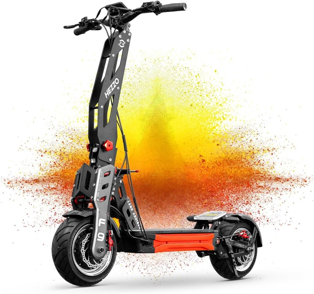 HEZZO F9 Electric Scooter for Adults, 12 Fat Tire Off Road, Max 50mile Range, 56mph Power by 8000W 4000W Dual Motors, Folding Commuting E Scooter, 60V 40Ah Powerful Battery
