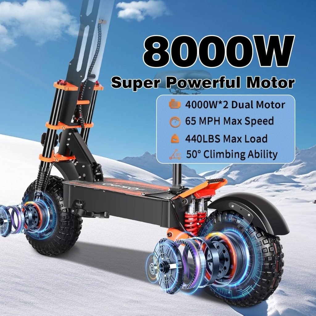 Adult Electric Scooter with Seat, 60V 8000W Dual Power, Orange Finger Hook Vertical Handlebar with LCD E Scooter, 340lb Capacity, 13 On-Road Tires for Commuting and Extreme Terrain. Adult Electric Scooter with Seat, 60V 8000W Dual Power, Orange Finger Hook Vertical Handlebar with LCD E Scooter, 340lb Capacity, 13 On-Road Tires for Commuting and Extreme Terrain.