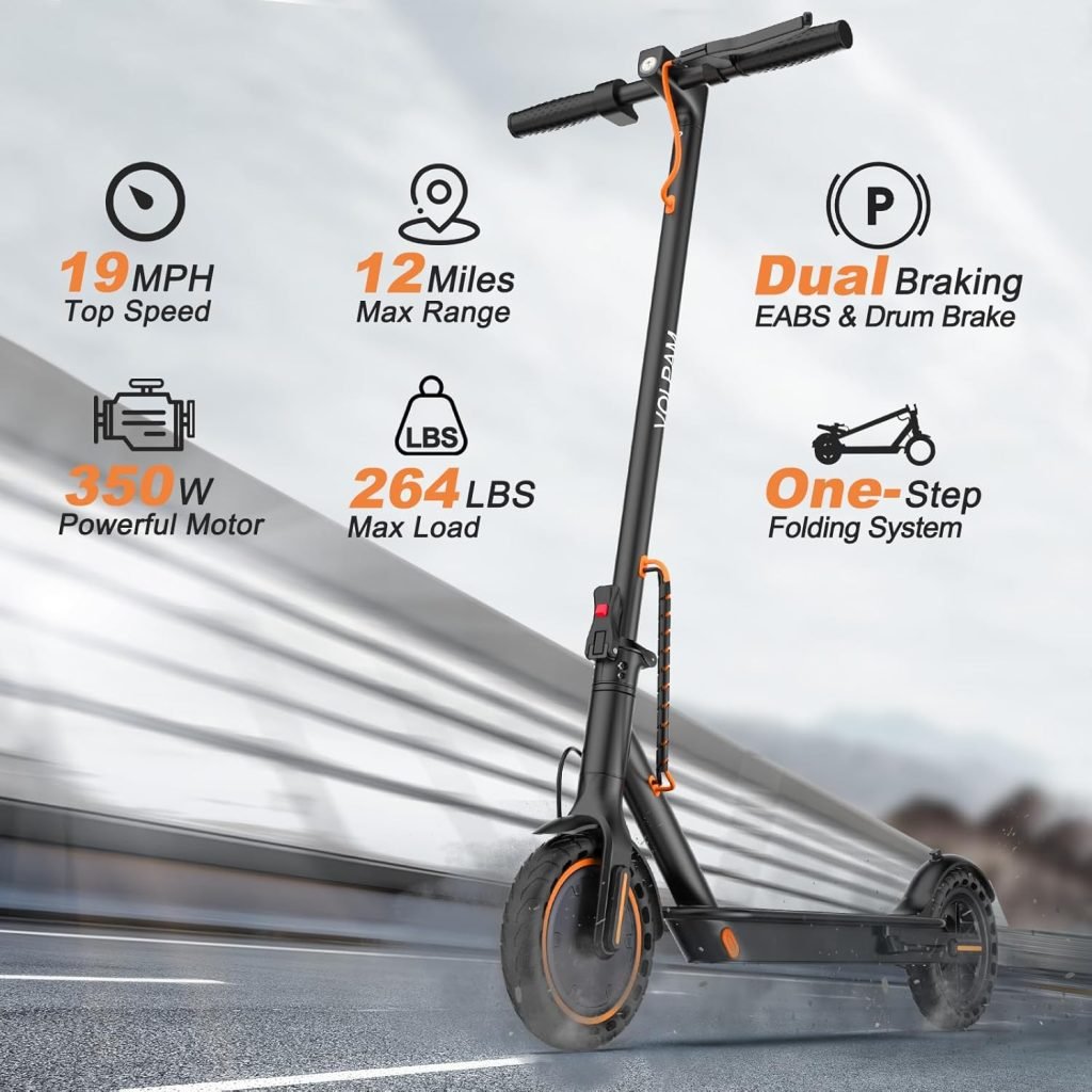 VOLPAM Electric Scooter, 350W/500W Powerful Motor, 8.5/10 Solid Tires, 19/22Mph, 28/21/12 Miles Range,Dual Braking VOLPAM Electric Scooter, 350W/500W Powerful Motor, 8.5/10 Solid Tires, 19/22Mph, 28/21/12 Miles Range,Dual Braking