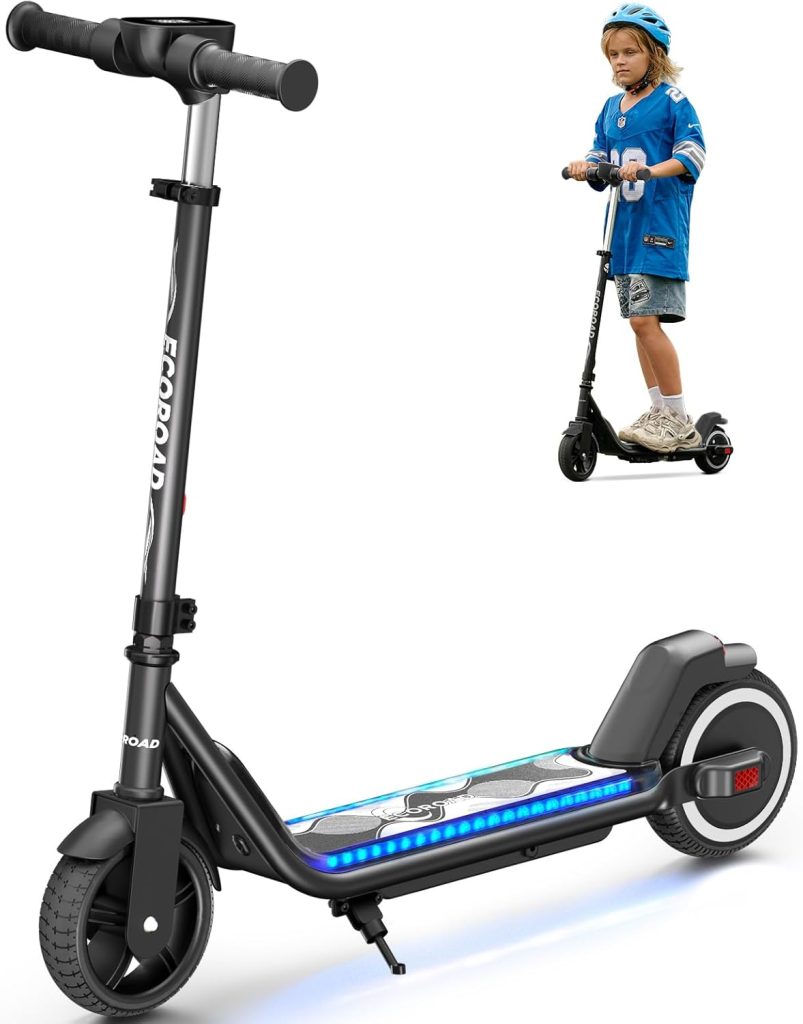 ECOROAD EK6 Kids Electric Scooter for 6-12, 3/6/10mph Speeds for Ultimate Comfort, Adjustable Height Electric Scooter, 150W  Dual Brake Safety, for Growing Adventurers（Rider:3.9-5.2 ft）