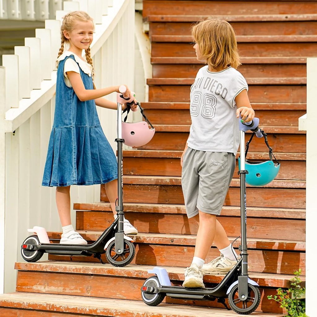 ECOROAD EK6 Kids Electric Scooter for 6-12, 3/6/10mph Speeds for Ultimate Comfort, Adjustable Height Electric Scooter, 150W  Dual Brake Safety, for Growing Adventurers（Rider:3.9-5.2 ft）