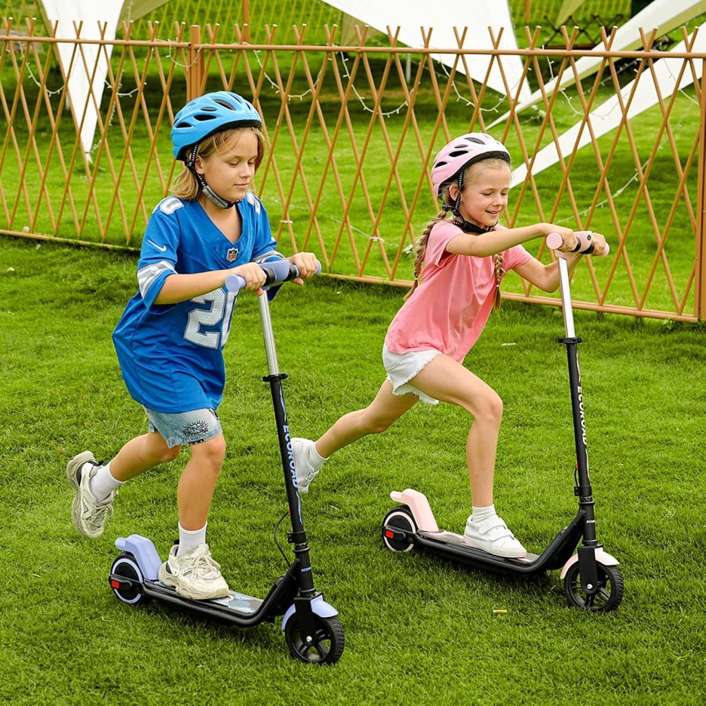 ECOROAD EK6 Kids Electric Scooter for 6-12, 3/6/10mph Speeds for Ultimate Comfort, Adjustable Height Electric Scooter, 150W  Dual Brake Safety, for Growing Adventurers（Rider:3.9-5.2 ft）