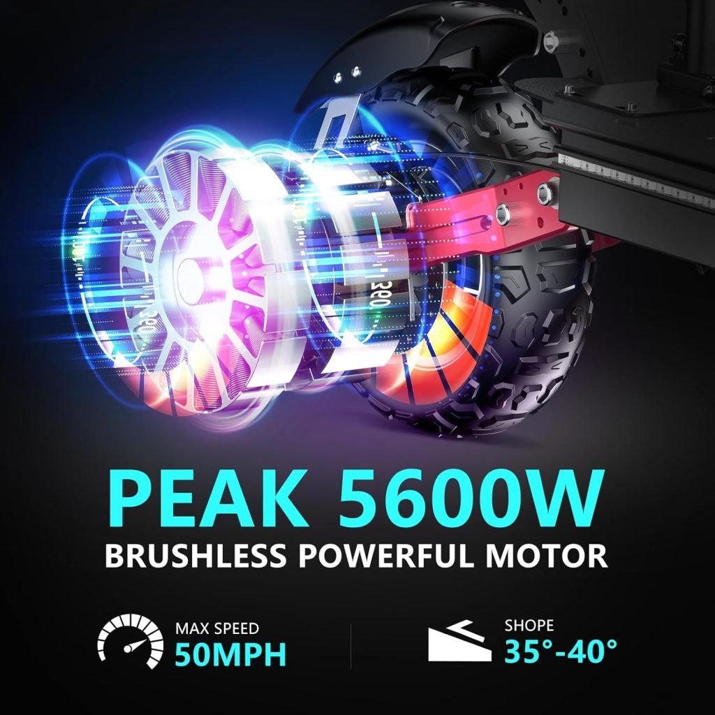 H1 GEN2 Electric Scooter for Adults 5600W Dual Motor Up to 50MPH,Battery Range to 55Miles Fast Sports Escooter 11 Off Road Tires 800lbs Max Load Folding Scooter for Teens with Detachable Seat