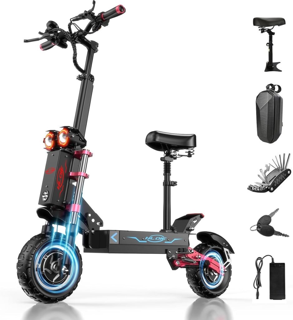 H1 GEN2 Electric Scooter for Adults 5600W Dual Motor Up to 50MPH,Battery Range to 55Miles Fast Sports Escooter 11 Off Road Tires 800lbs Max Load Folding Scooter for Teens with Detachable Seat