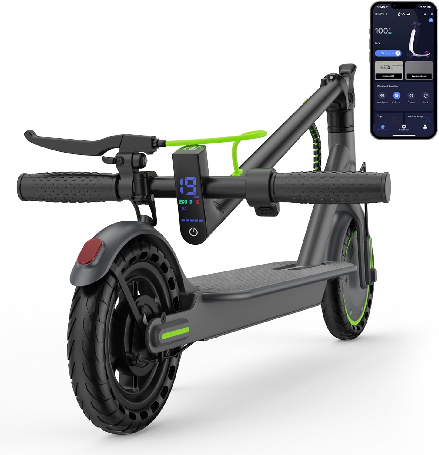 Aovowheel Electric Scooter for Adults, Folding E Scooter with 350W/500W Motor 16/24 Mph Top Speed, Max 19-23 Miles Long Range, 8.5”/10”/14”Tires Commuting Scooters with Dual Brakes System, APP