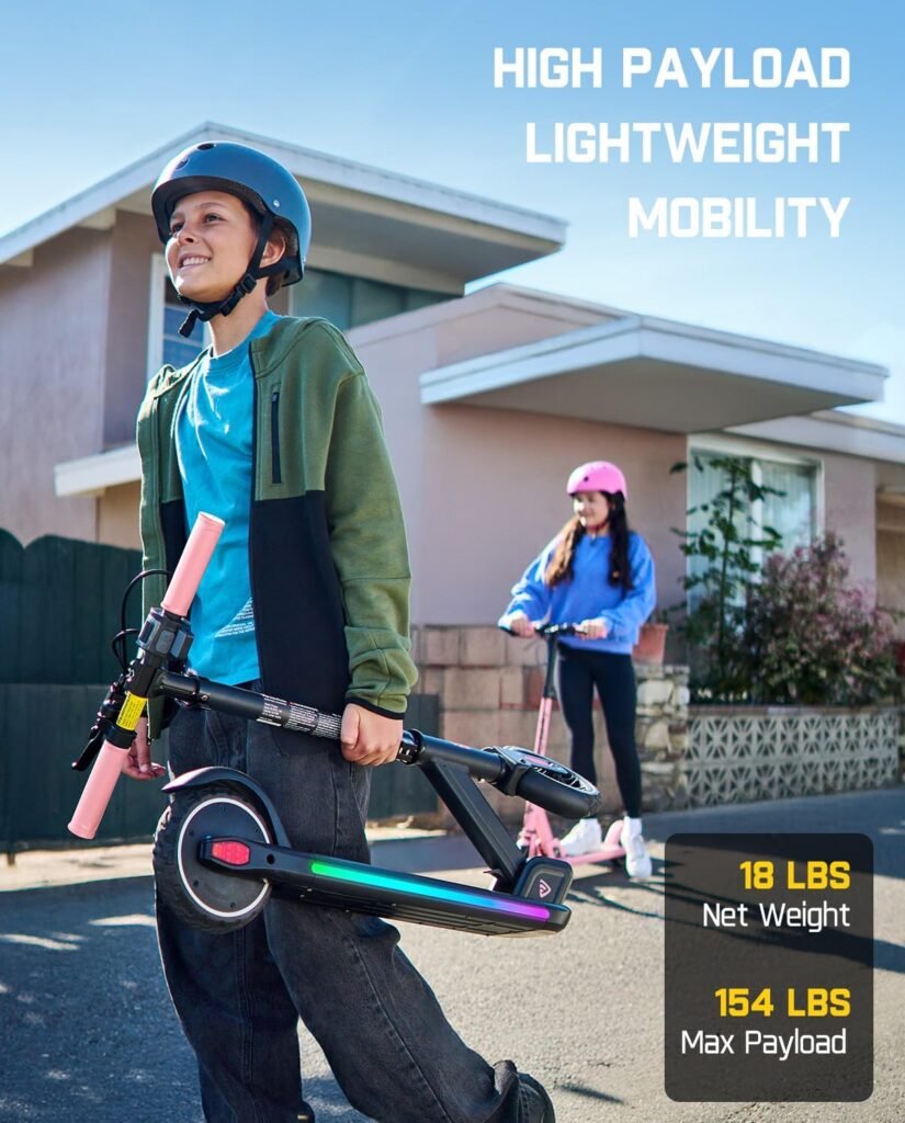 FanttikRide T9 Apex Electric Scooter for Kids, Big Kids E Scooter with Bluetooth Music Speaker, Colorful Lights,/10/12 MPH, Adjustable Height, Foldable, Ride Time Up to mins